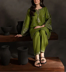 Grace Z-(S1095)- Stitched Embroidered 2PC Lawn Dress.