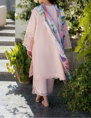 Grace S1261-Embroidered CUTWORK 3pc Lawn Dress With Printed Munar Dupatta.