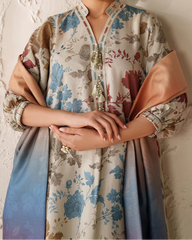 Grace W781 - Digital Printed 3pc Karandi Dress With Digital Printed Karandi Shawl.