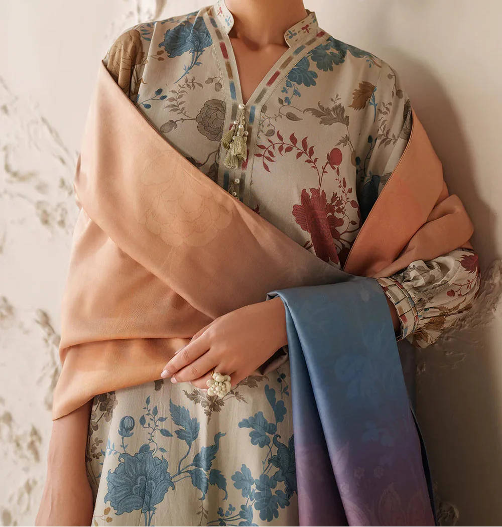 Grace W781 - Digital Printed 3pc Karandi Dress With Digital Printed Karandi Shawl.
