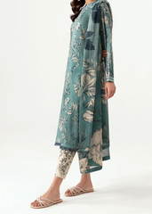 Grace W808 - Digital Printed 3pc Karandi Dress With Digital Printed Karandi Shawl.