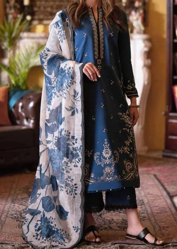 Grace Z99- Stitched Embroidered 3pc Lawn dress with Printed Munar Dupatta.