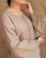 Grace Z-(W623)- Stitched Embroidered 3pc Marina Dress With Printed Shawl.