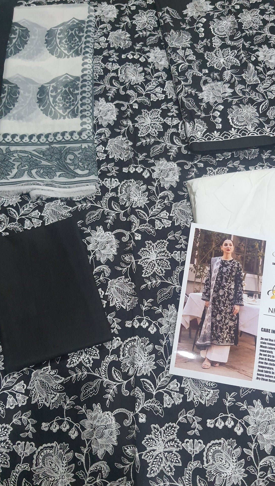 Grace S222 - Embroidered 3pc linen dress with digital printed dupatta.