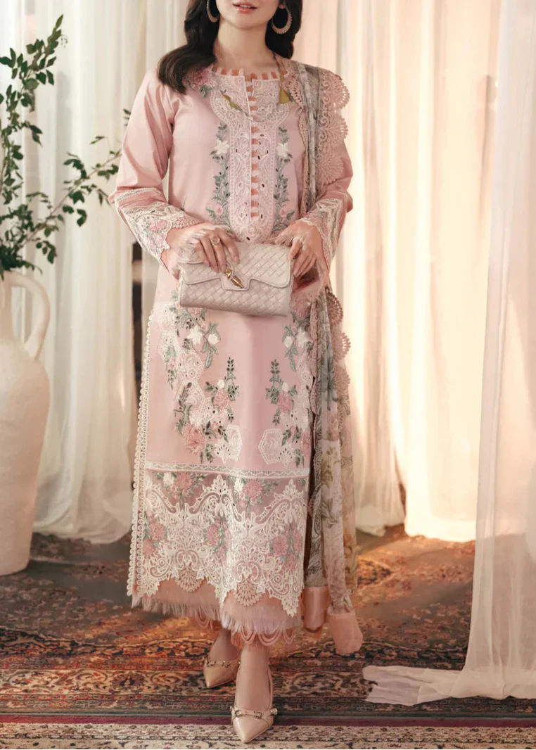 Grace Z(1268)- Stitched Embroidered 3pc CHIKANKARI Lawn Dress With Printed Munar Dupatta.