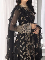 Grace Z-(Jade Black) -Stitched Embroidered chiffon 3Pc Suit