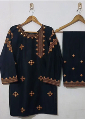 Grace Z-(W487)- Stitched Embroidered 2pc khaddar dress.