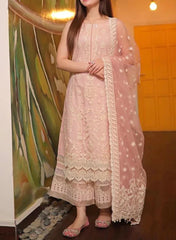 Grace Z-(S627)- Stitched Embroidered 3pc lawn dress with Embroidered organza dupatta.