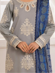 Grace Z-(S1274) - Stitched Embroidered 3pc Lawn Dress With Printed Munar Dupatta.
