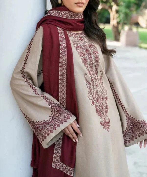Grace S1235-Embroidered 3pc Lawn Dress With Embroidered Cotton Net Dupatta.
