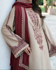 Grace W709-Embroidered 3pc Marina Dress With Printed Shawl