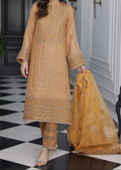 MARIGOLD– Embroidered Chiffon Unstitched 3Pc Suit.
