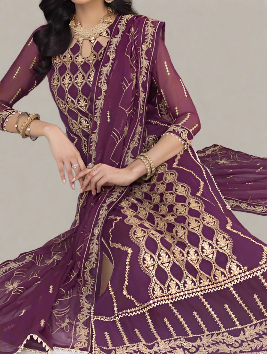 Marjanda – Embroidered Chiffon Unstitched 3Pc Suit