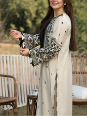 Grace Z(S1222)- Stitched Embroidered 3pc Lawn Dress With Embroidered Chiffon Dupatta.