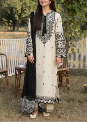 Grace Z(S1222)- Stitched Embroidered 3pc Lawn Dress With Embroidered Chiffon Dupatta.