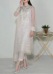 Grace W596-Embroidered 3pc Organza Dress with Embroidered Organza Duppata.