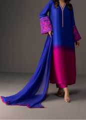 Grace Z-(W734) - Stitched Digital Printed 3pc Silk dress With Digital Printed Silk dupatta.