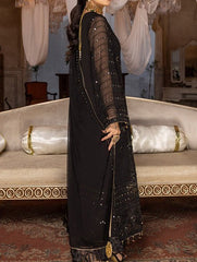 Black Orchid – Embroidered Chiffon Unstitched 3Pc Suit
