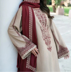 Grace W709-Embroidered 3pc Marina Dress With Dyed Marina Shawl