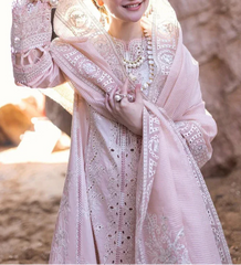 Grace Z(S1212)- Stitched Embroidered 3pc CHICKANKARI Lawn Dress With Embroidered Munar Dupatta.