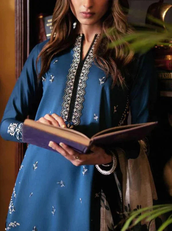 Grace Z99- Stitched Embroidered 3pc Lawn dress with Printed Munar Dupatta.
