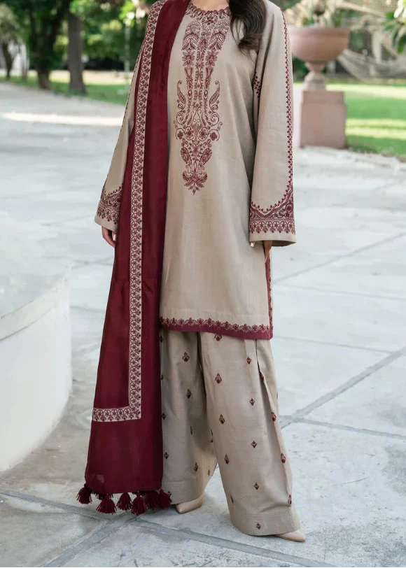 Grace W709-Embroidered 3pc Marina Dress With Dyed Marina Shawl