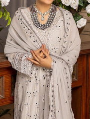 Cloud Gray – Embroidered Chiffon Unstitched 3Pc Suit