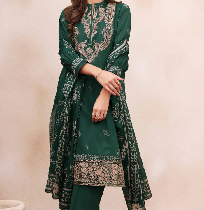 Grace W706-Embroidered 3pc Marina Dress With Printed Shawl