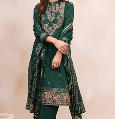Grace W706-Embroidered 3pc Marina Dress With Printed Shawl
