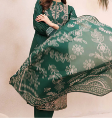 Grace W706-Embroidered 3pc Marina Dress With Printed Shawl