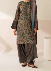 Grace W832 - Digital Printed 3pc Karandi Dress With Digital Printed Karandi Shawl.