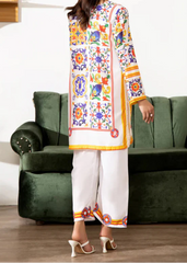Grace Z-(W724 ) - Stitched Digital Printed 3pc Silk dress With Digital Printed Silk dupatta.)