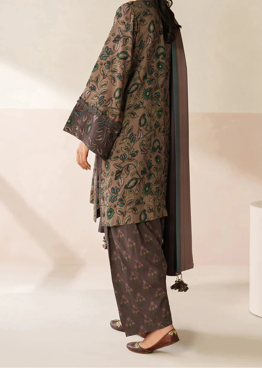 Grace W832 - Digital Printed 3pc Karandi Dress With Digital Printed Karandi Shawl.