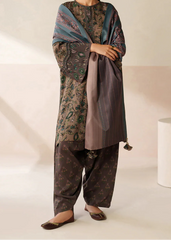 Grace W832 - Digital Printed 3pc Karandi Dress With Digital Printed Karandi Shawl.