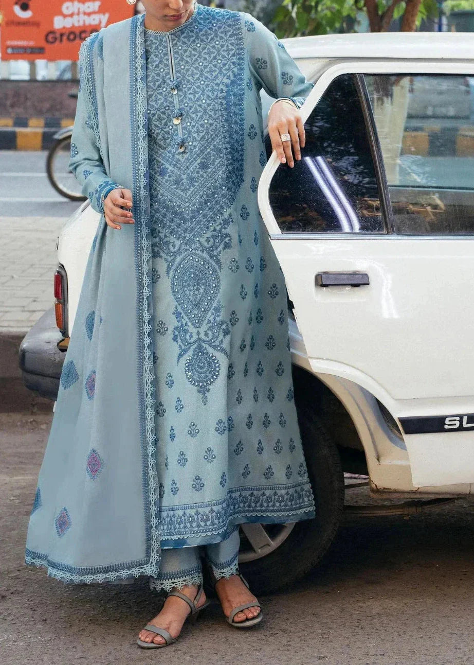 Grace Z-(S766) - Stitched Embroidered 3pc lawn dress with Embroidered Chiffon dupatta.