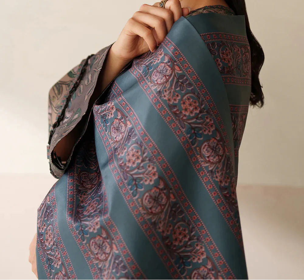 Grace W832 - Digital Printed 3pc Karandi Dress With Digital Printed Karandi Shawl.