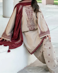 Grace W709-Embroidered 3pc Marina Dress With Dyed Marina Shawl