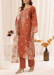 Grace Z-(S842)- Stitched Embroidered 3PC Lawn Dress with Printed Munar Dupatta.