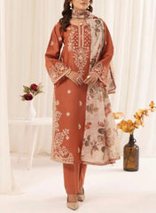 Grace Z-(S842)- Stitched Embroidered 3PC Lawn Dress with Printed Munar Dupatta.