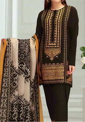 Grace Z-(W102 ) - Stitched Embroidered 3pc khaddar dress with printed shawl.