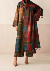Grace W849 - Digital Printed 3pc Karandi Dress With Digital Printed Karandi Shawl.