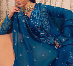 BLUE NOVA– Embroidered Chiffon Unstitched 3Pc Suit.