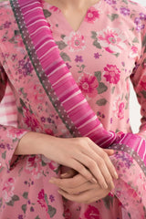 Grace W866 - Digital Printed 3pc Karandi Dress With Digital Printed Karandi Shawl.