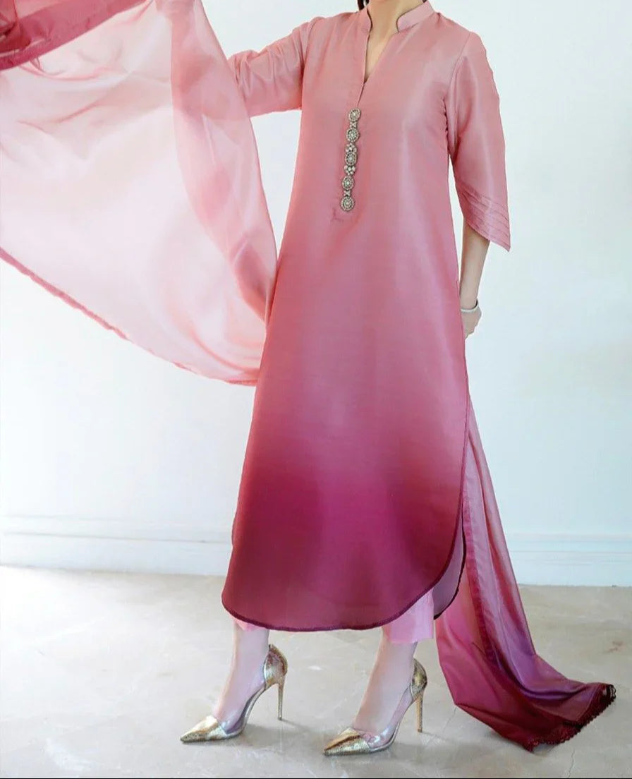 Grace Z-(W696) - Stitched Digital Printed 3pc Silk dress With Digital Printed Silk Dupatta.