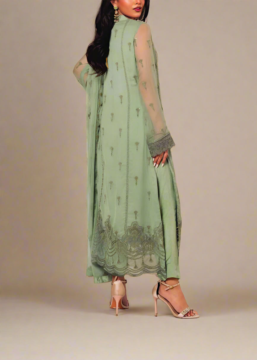 CADET GRAY– Embroidered Chiffon Unstitched 3Pc Suit.