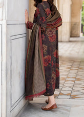 Grace W763 - Printed & Embroidered 3pc Karandi Dress With Printed Karandi Shawl.