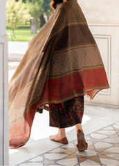 Grace W763 - Printed & Embroidered 3pc Karandi Dress With Printed Karandi Shawl.