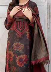 Grace W763 - Printed & Embroidered 3pc Karandi Dress With Printed Karandi Shawl.