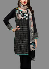 Grace Z-(W537)- Stitched Embroidered 3pc khaddar dress With Printed shawl.