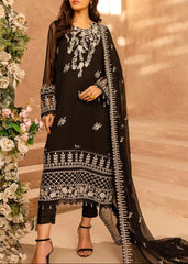 Grace Z-(PITCH BLACK) -Stitched Embroidered chiffon 3Pc Suit